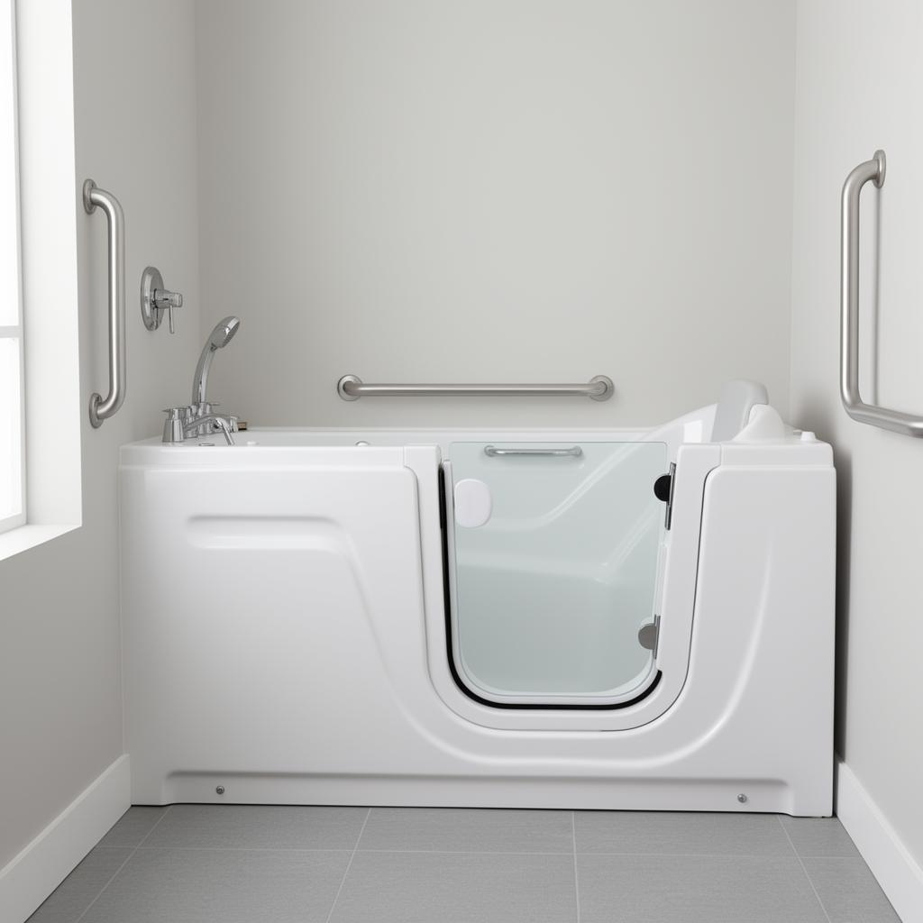 Walk-in bathtub with accessibility features