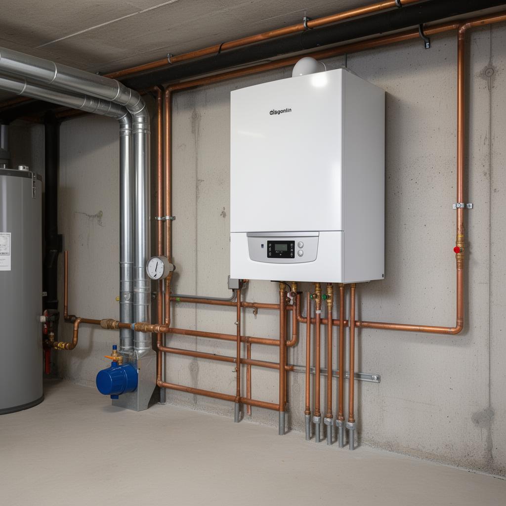 High-efficiency boiler installed in residential home