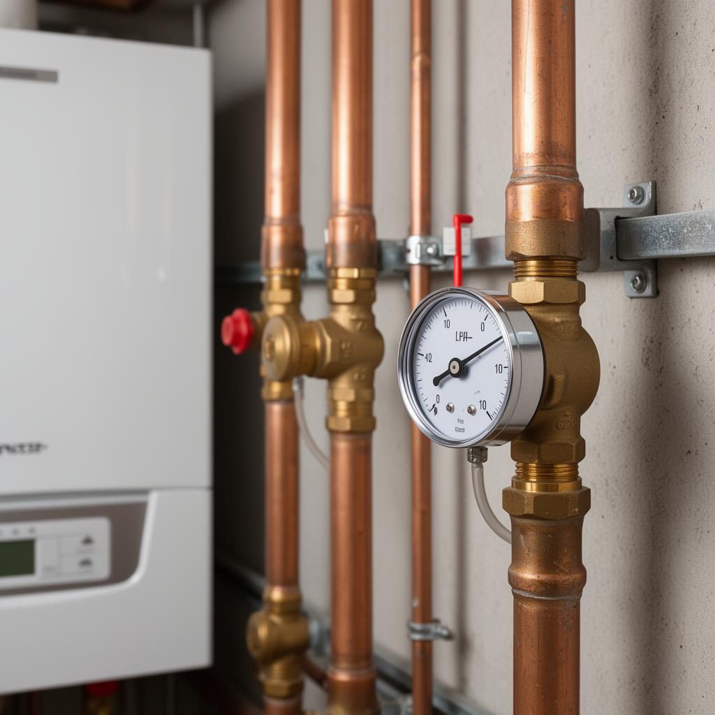 Boiler pressure gauge and piping