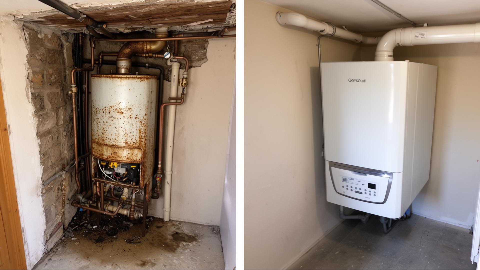 Old boiler replaced with new high-efficiency system