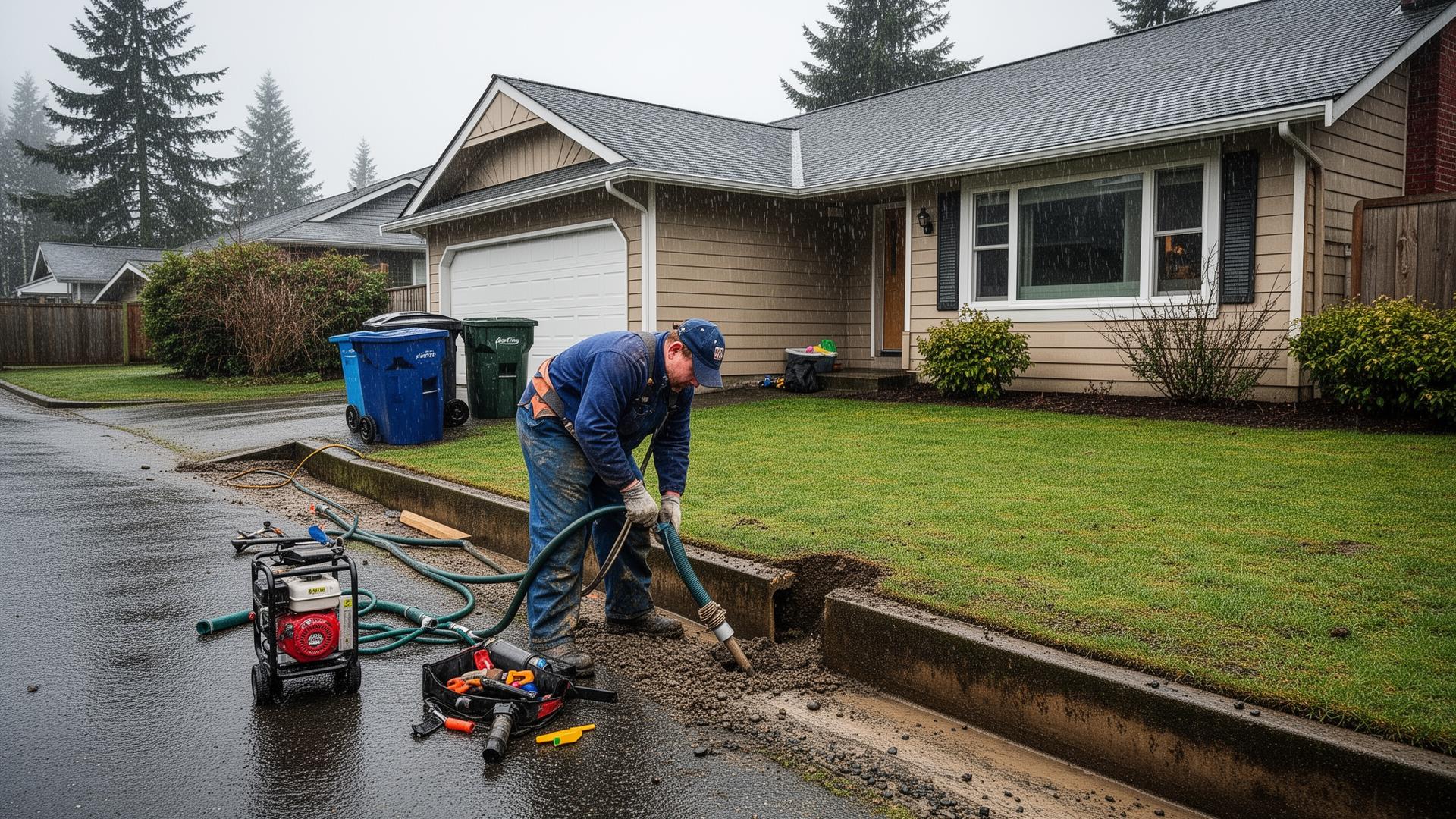 Outdoor drain cleaning service
