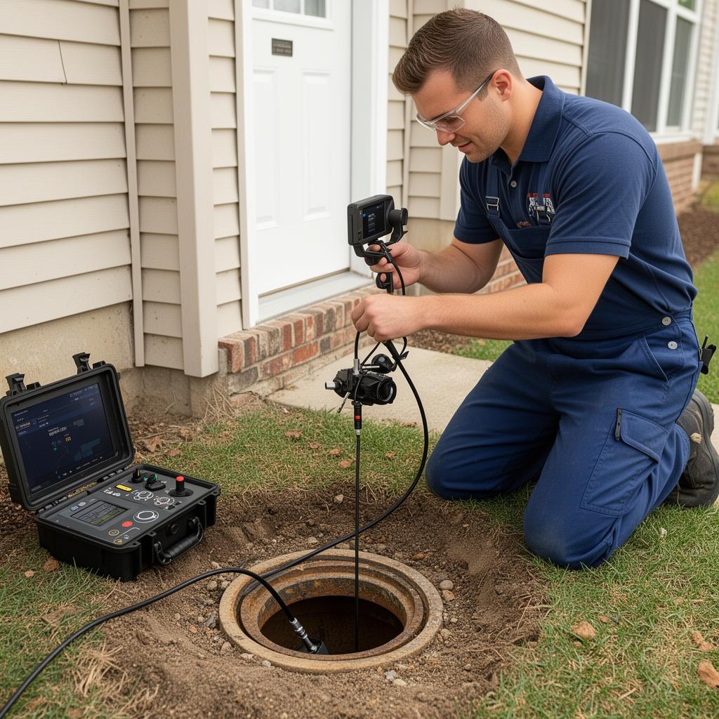 Professional video camera drain inspection for residential drainage