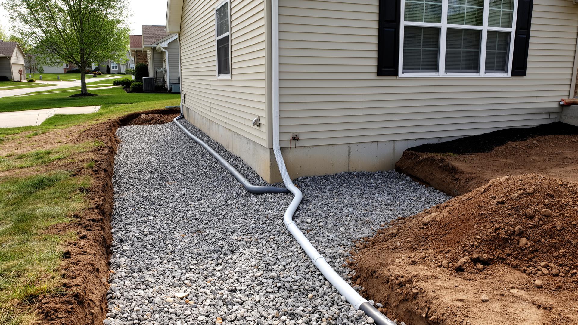 Completed residential perimeter drainage system