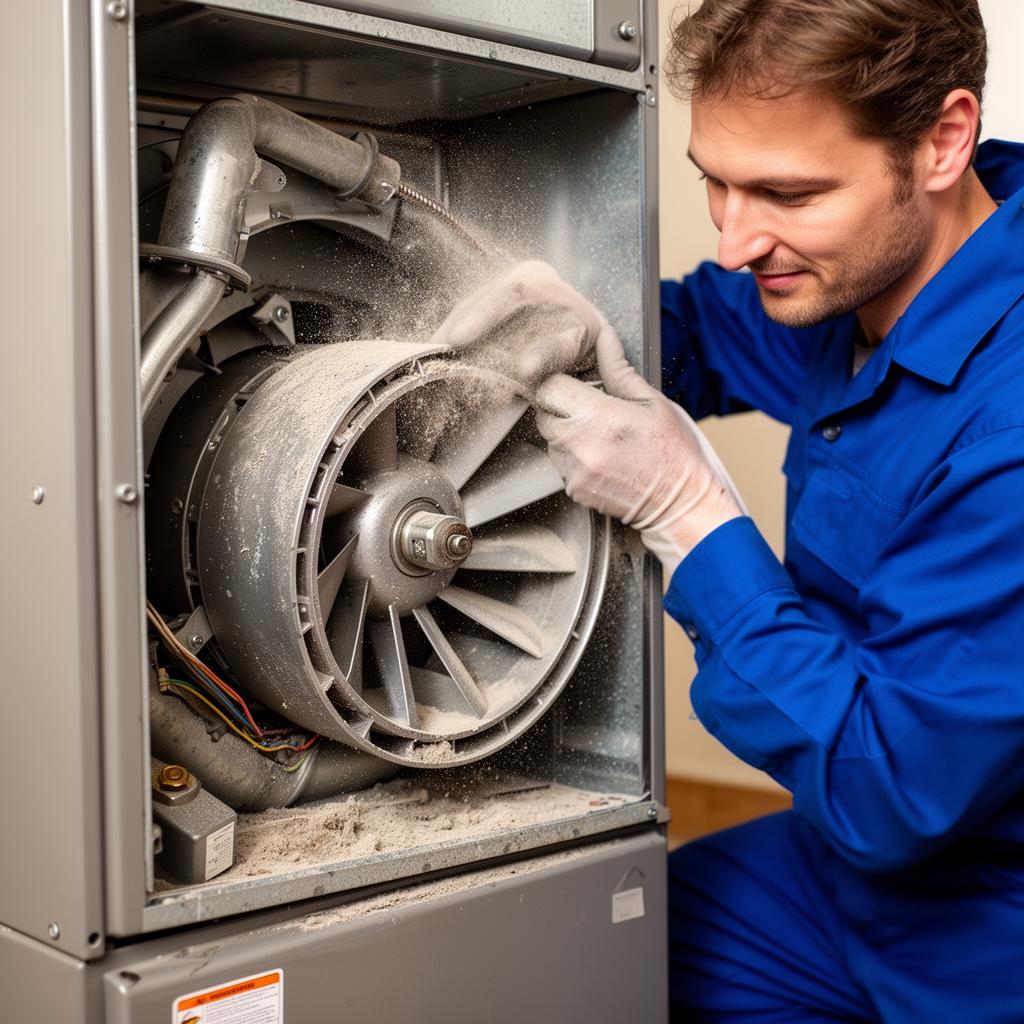 Furnace blower motor cleaning and repair