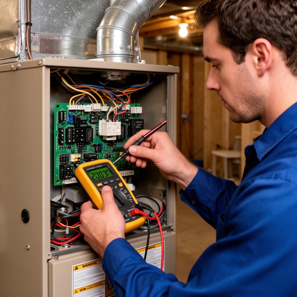 Furnace diagnostic testing with professional equipment