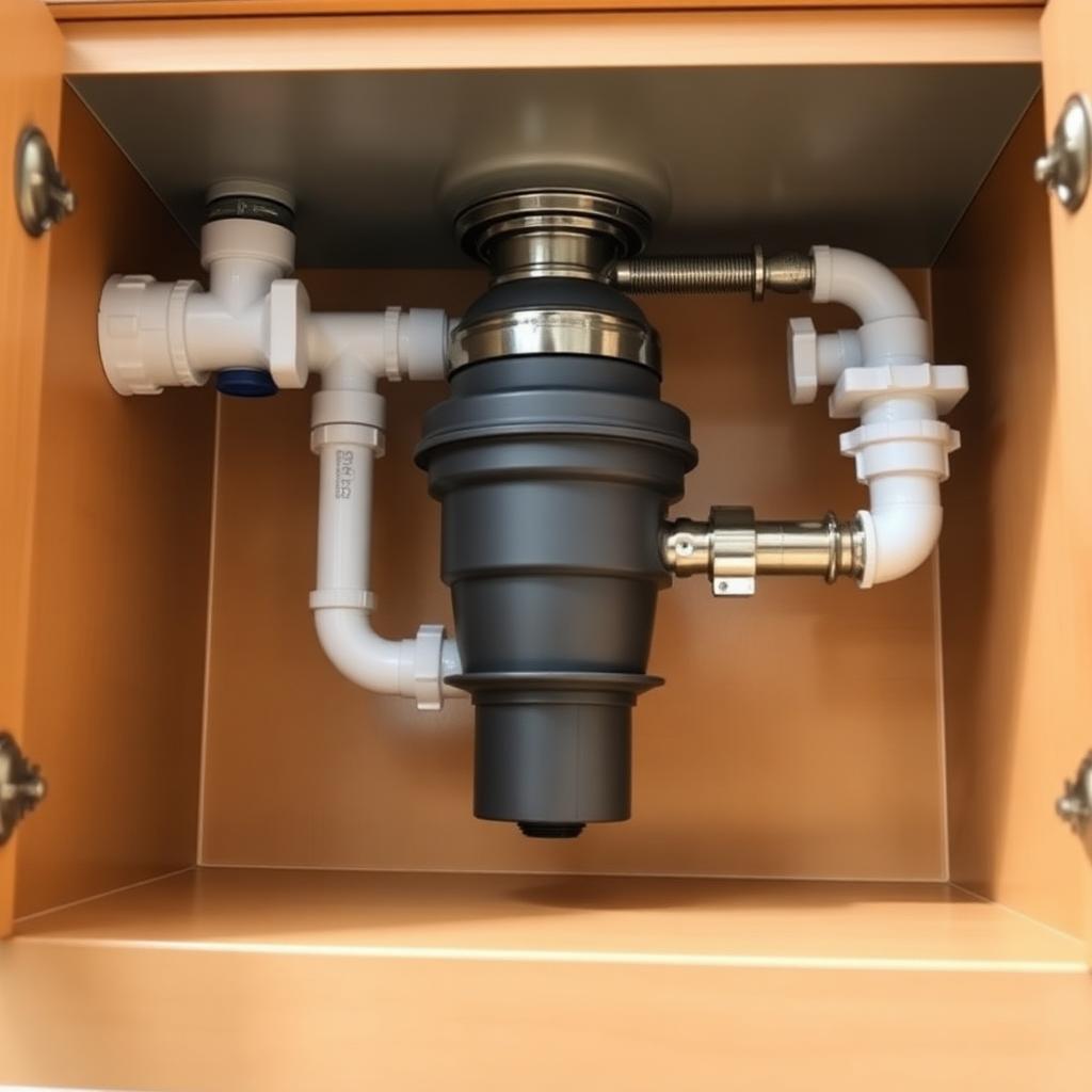 Garburator unit under kitchen sink