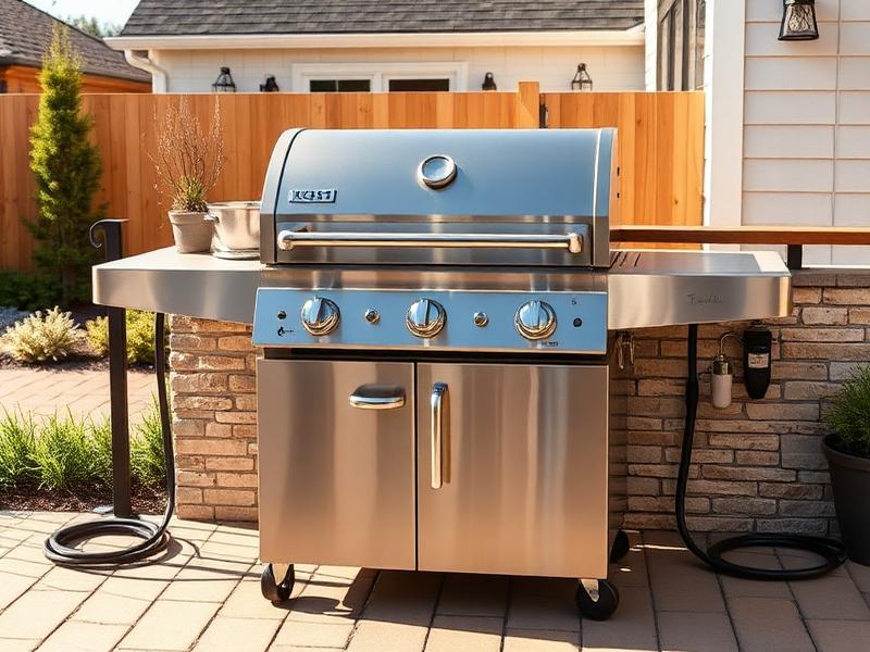Natural gas BBQ outdoor cooking setup