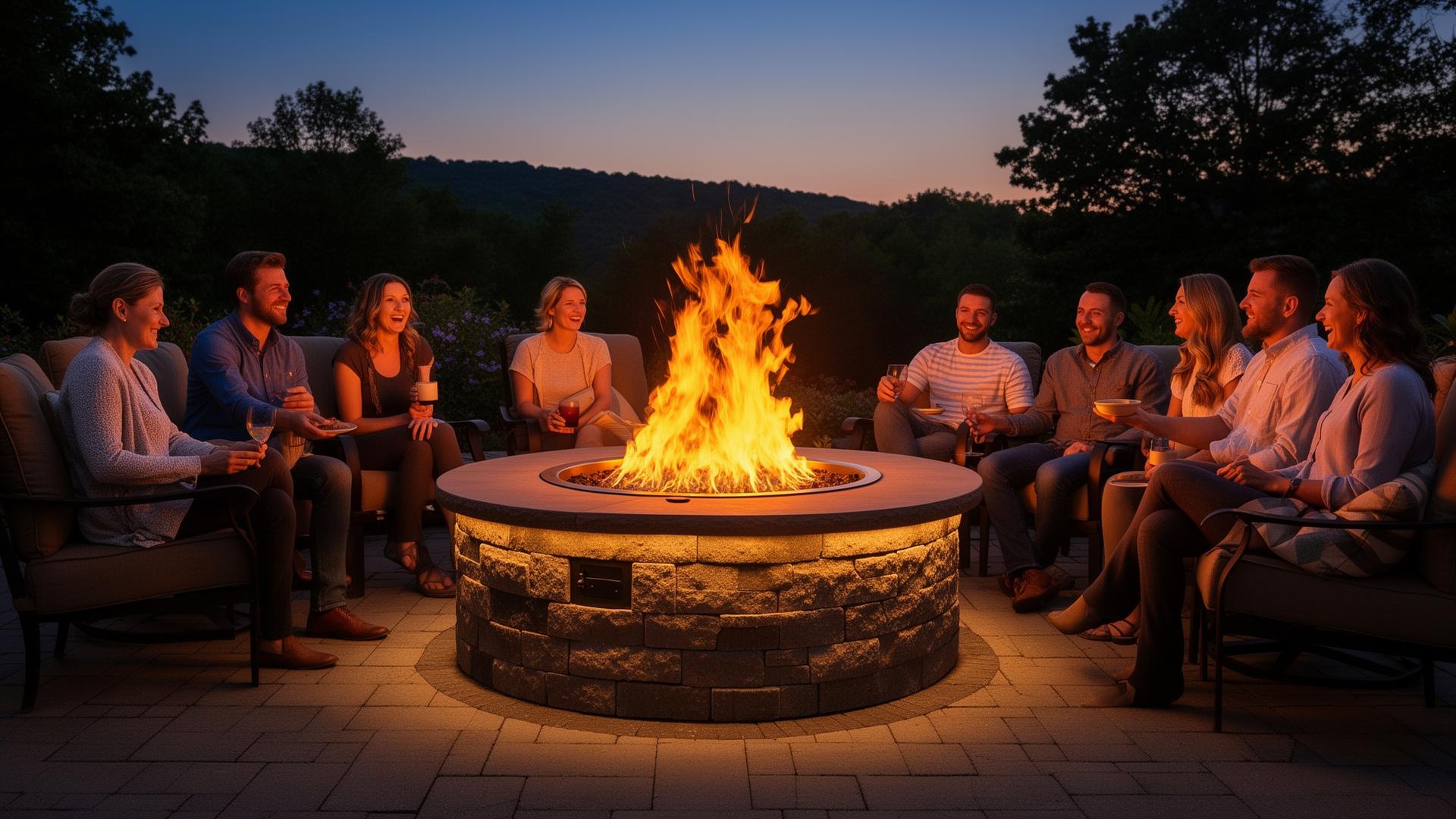 Completed gas fire pit installation