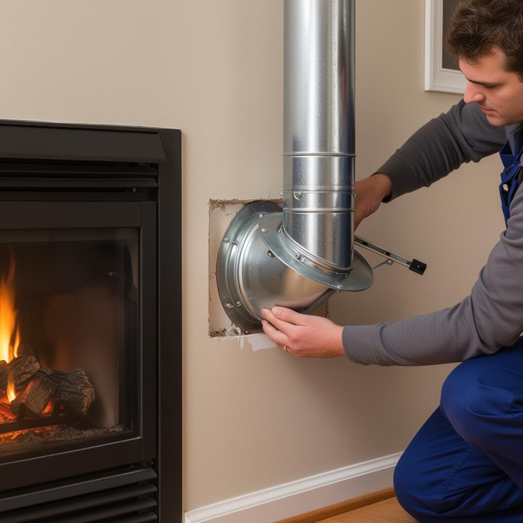 Gas fireplace venting system installation