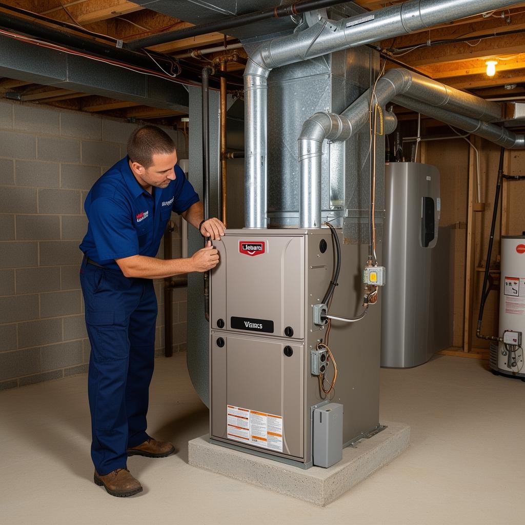 Professional furnace installation by heating contractor