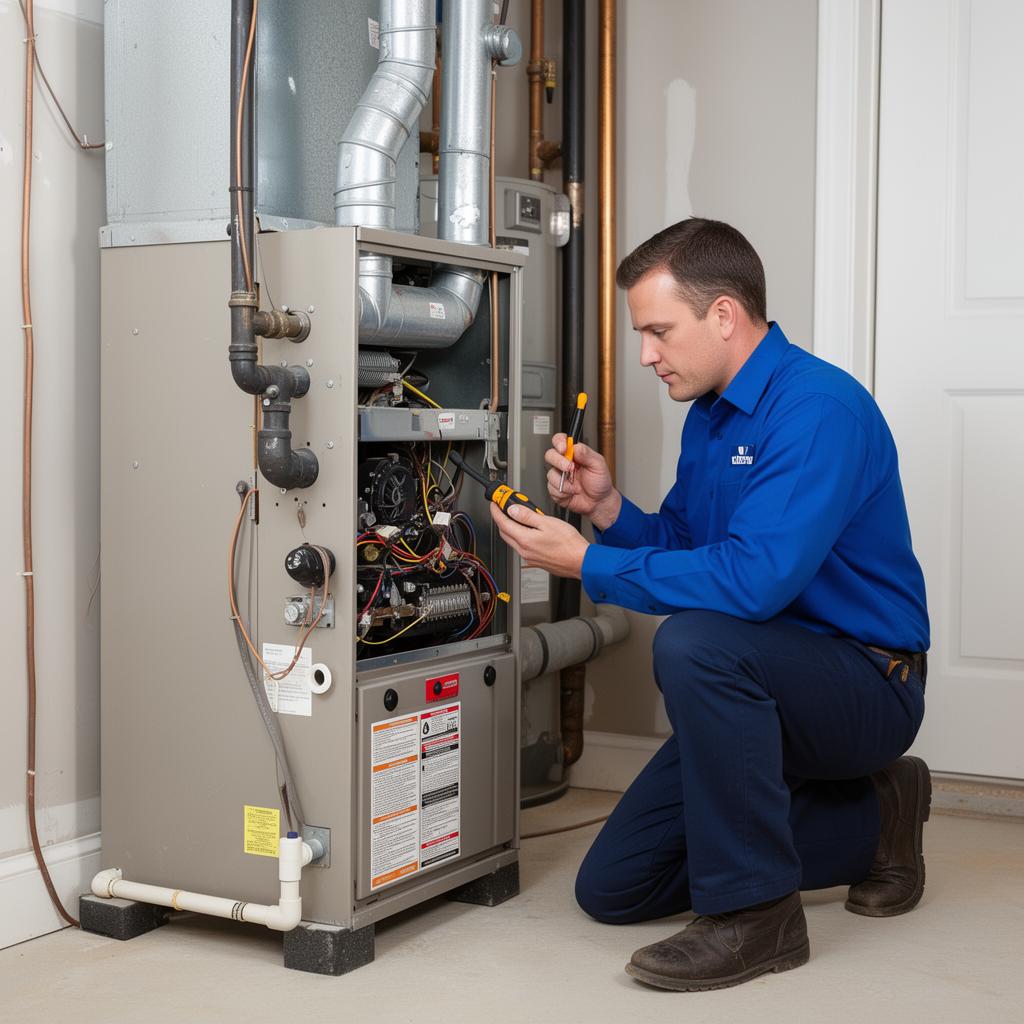 Heating contractor servicing a residential furnace