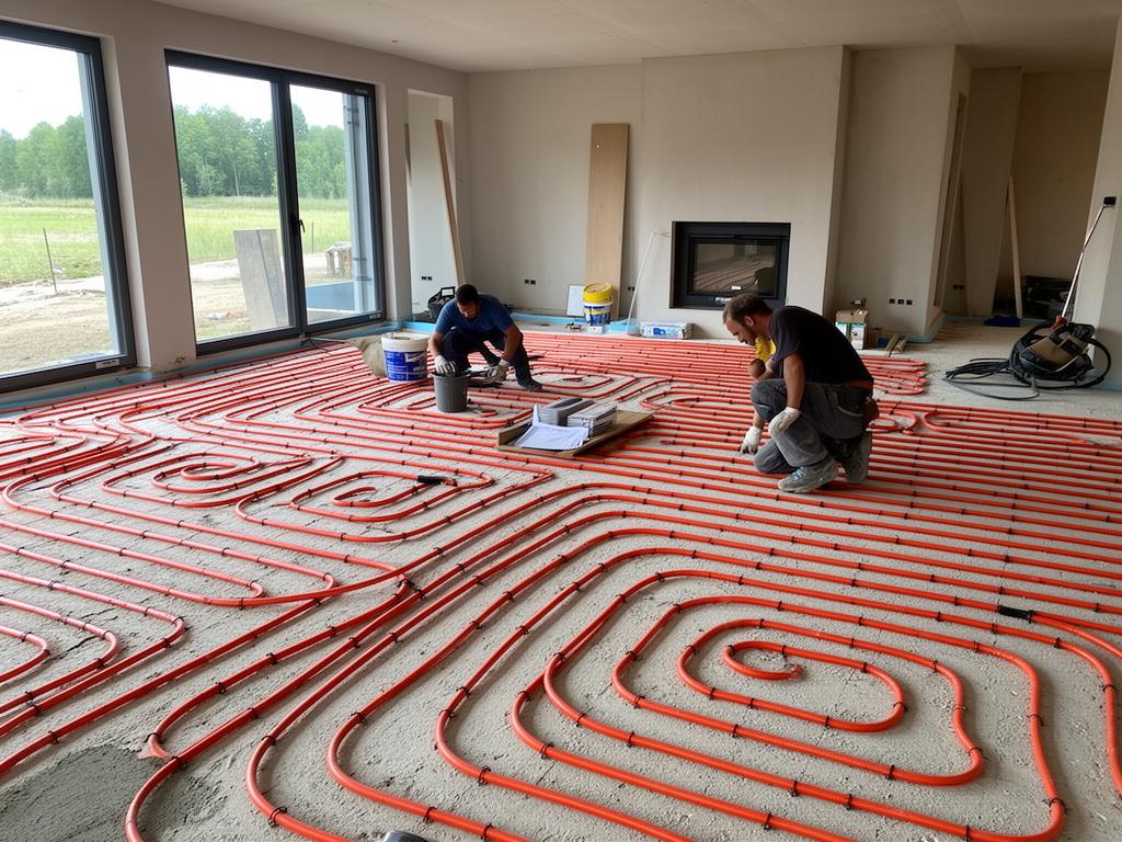 In-floor radiant heating installation
