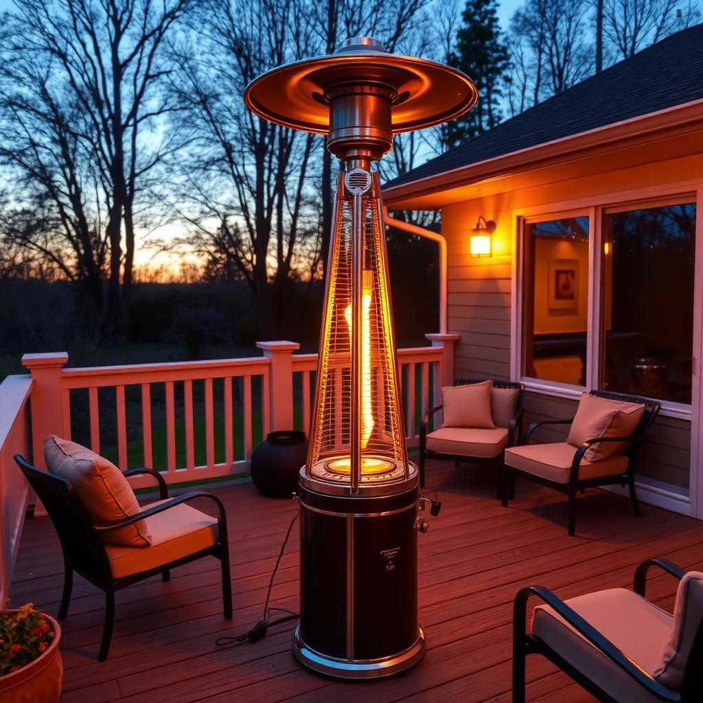 Completed patio heater installation on residential deck