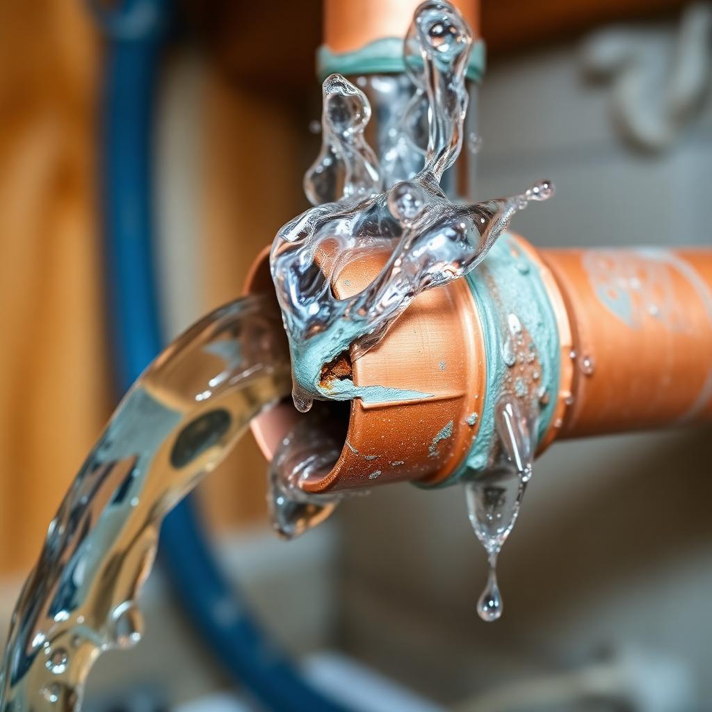 Burst pipe with water damage
