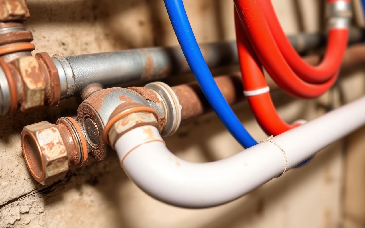 Old corroded pipes replaced with new PEX piping