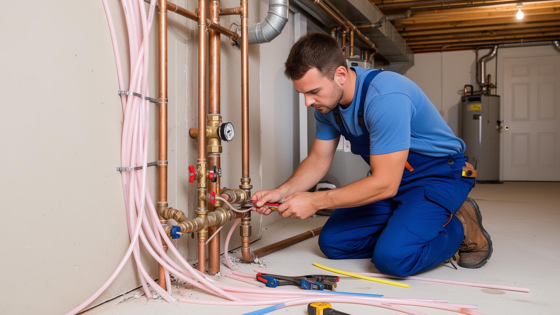 Professional repiping work in progress