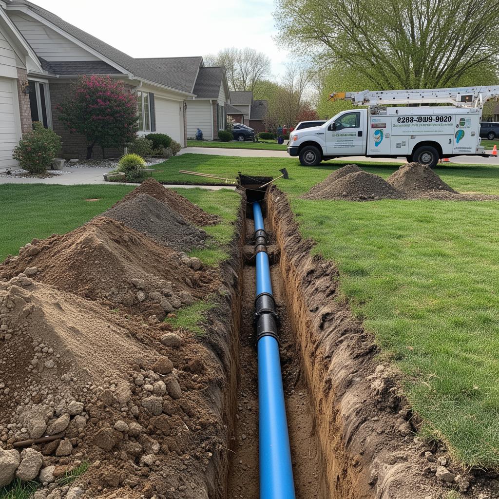 Completed sewer line repair