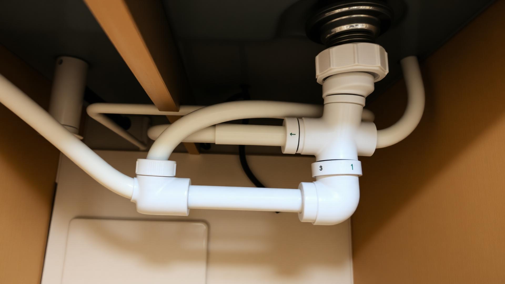 Sink plumbing connections and drain pipe