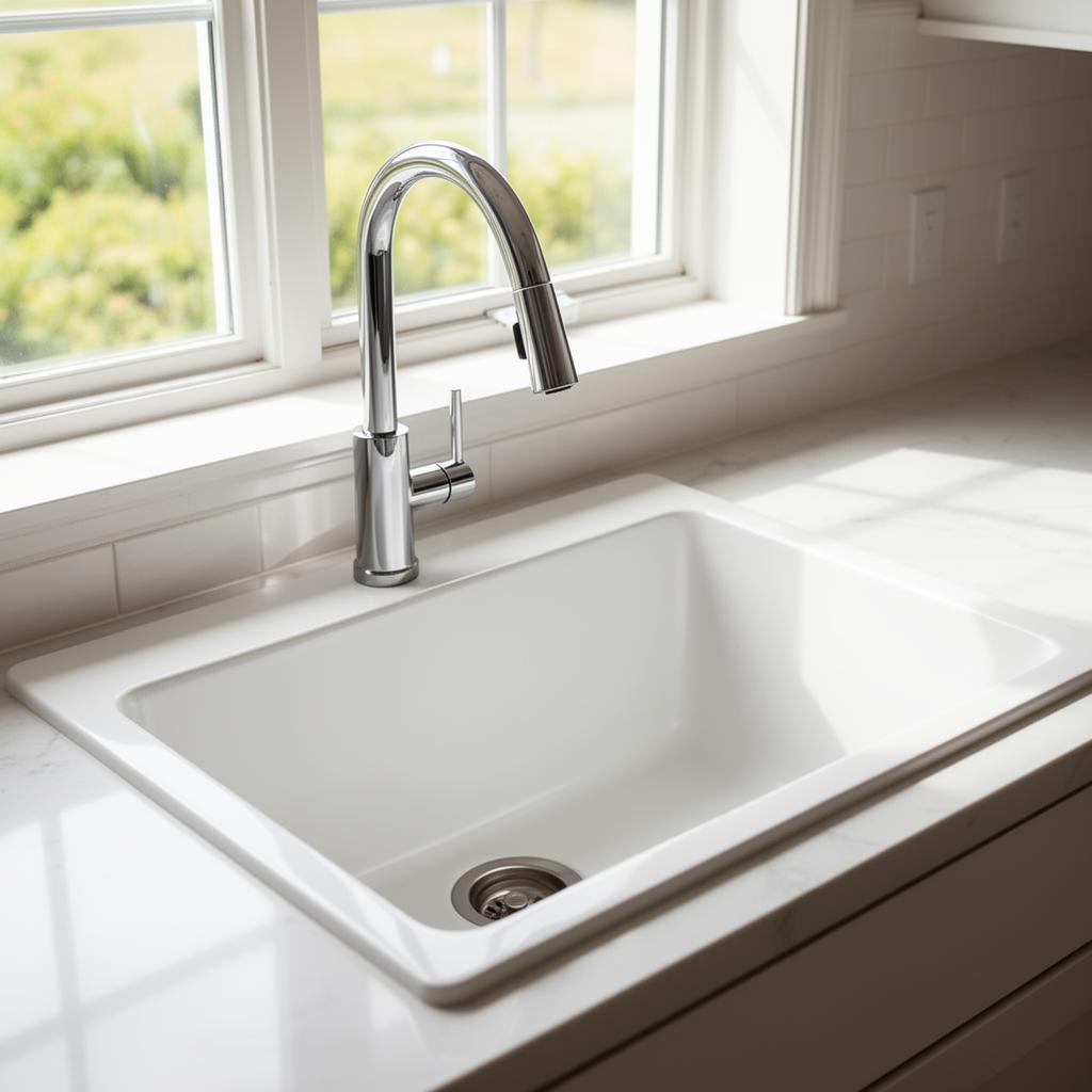 Clean repaired sink ready for daily use