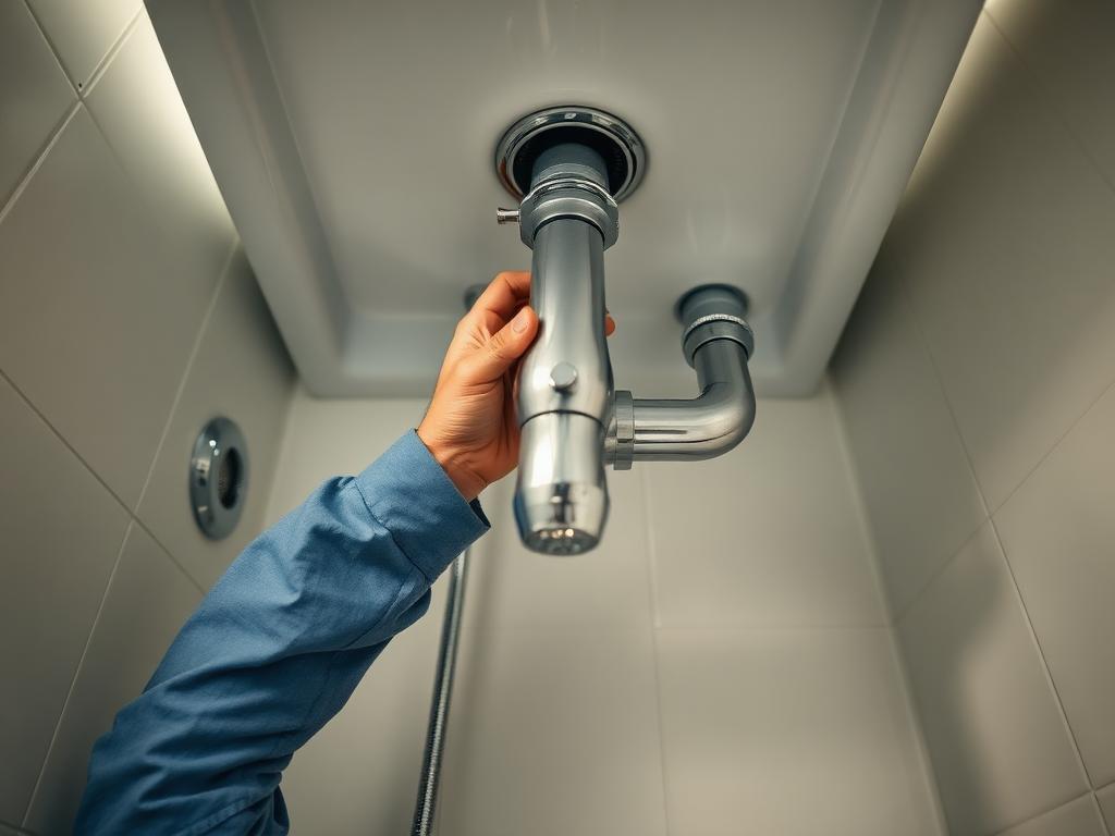 Plumber repairing sink pipe connections