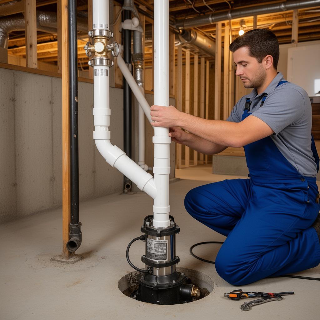 Sump pump discharge pipe installation