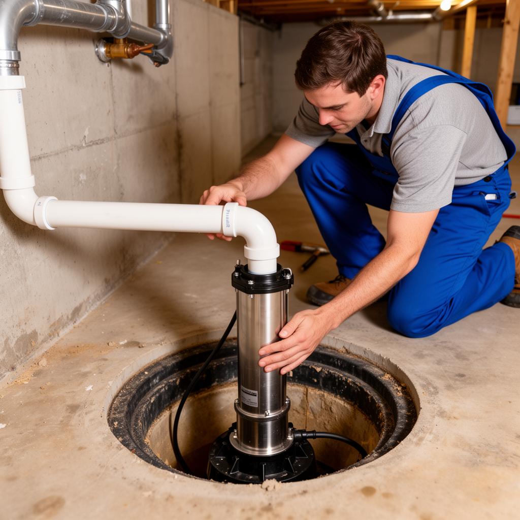 Sump pump installation work in progress